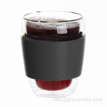Double Wall Glass Cup With Rubber